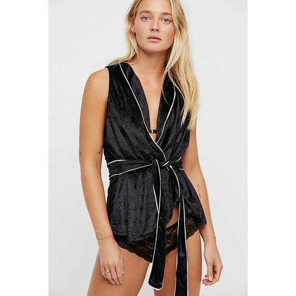 NEW Free People Late Night Velvet Wrap Top - Picture 2 of 8